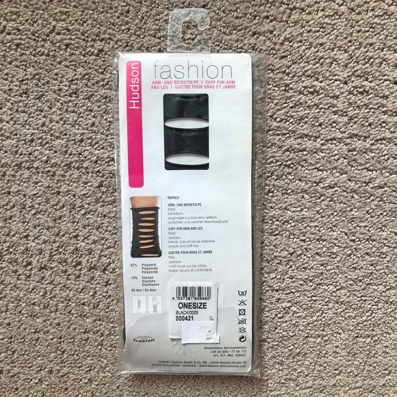 Hudson Fashion Ripped Black Cuffs for Arms or Legs Matte Opaque Women One Size - Picture 4 of 6